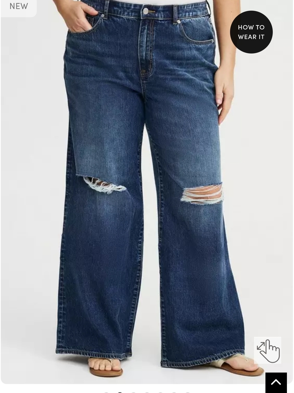 torrid Dark Blue Distressed Wide-Leg Jeans
